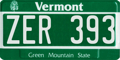 VT license plate ZER393