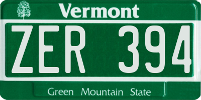 VT license plate ZER394
