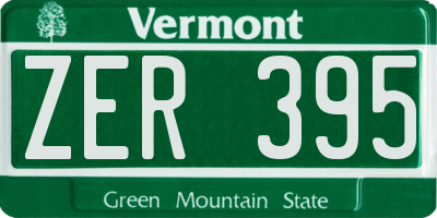 VT license plate ZER395