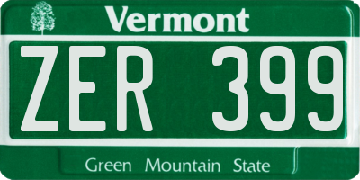 VT license plate ZER399