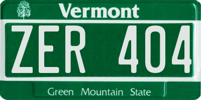 VT license plate ZER404