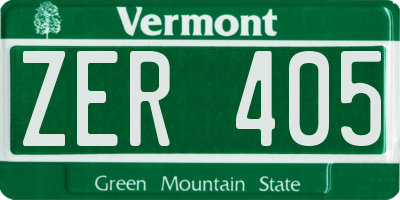 VT license plate ZER405