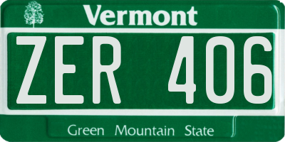 VT license plate ZER406