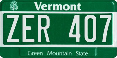 VT license plate ZER407