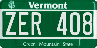 VT license plate ZER408