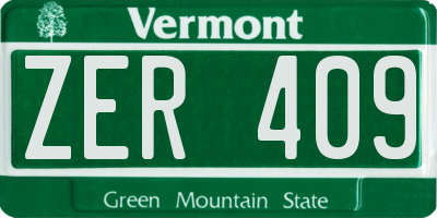 VT license plate ZER409