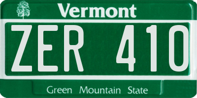 VT license plate ZER410