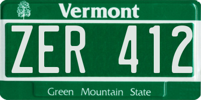 VT license plate ZER412