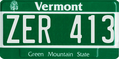 VT license plate ZER413
