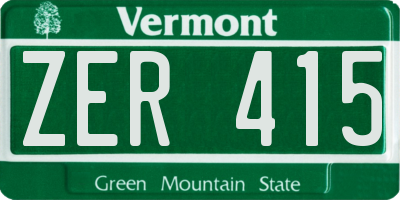 VT license plate ZER415
