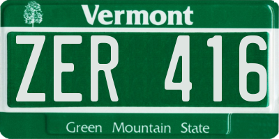 VT license plate ZER416