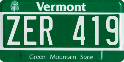VT license plate ZER419