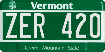 VT license plate ZER420