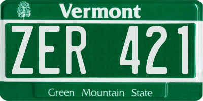 VT license plate ZER421