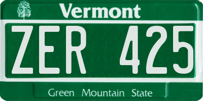 VT license plate ZER425