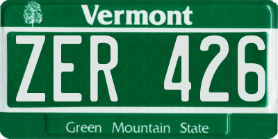 VT license plate ZER426