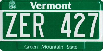 VT license plate ZER427
