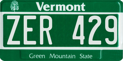 VT license plate ZER429