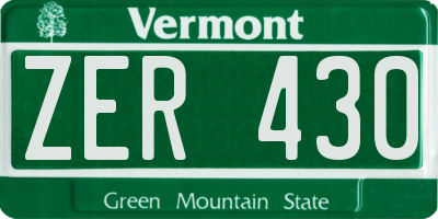 VT license plate ZER430