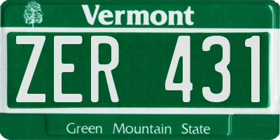VT license plate ZER431