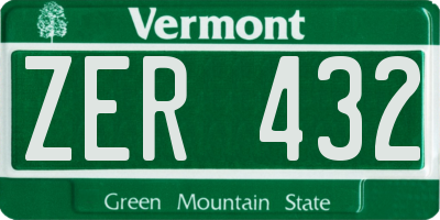 VT license plate ZER432