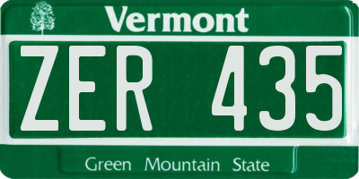 VT license plate ZER435
