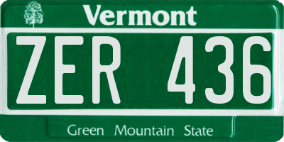 VT license plate ZER436