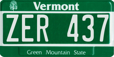 VT license plate ZER437