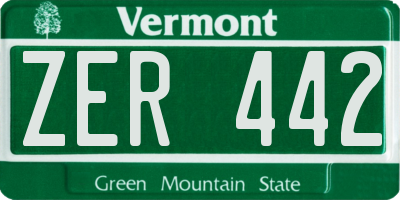 VT license plate ZER442