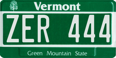 VT license plate ZER444