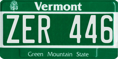 VT license plate ZER446