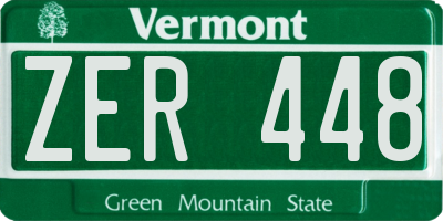 VT license plate ZER448