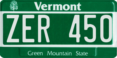 VT license plate ZER450