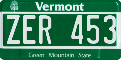 VT license plate ZER453