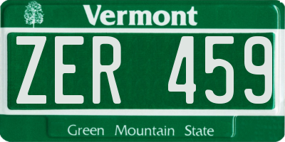 VT license plate ZER459