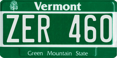 VT license plate ZER460