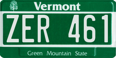 VT license plate ZER461