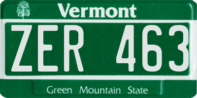 VT license plate ZER463