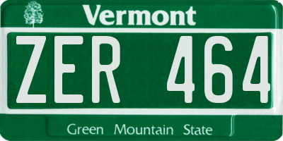 VT license plate ZER464
