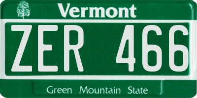 VT license plate ZER466
