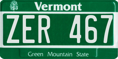 VT license plate ZER467