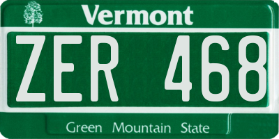 VT license plate ZER468