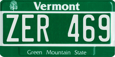 VT license plate ZER469