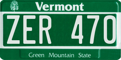 VT license plate ZER470