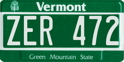 VT license plate ZER472