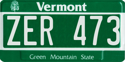 VT license plate ZER473