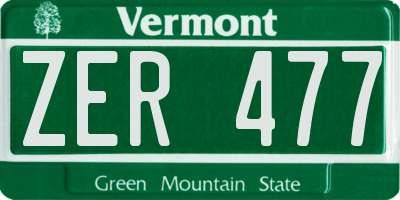 VT license plate ZER477