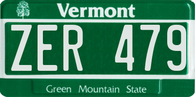 VT license plate ZER479