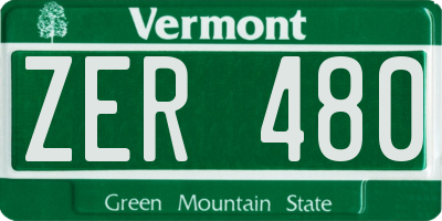 VT license plate ZER480