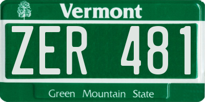 VT license plate ZER481